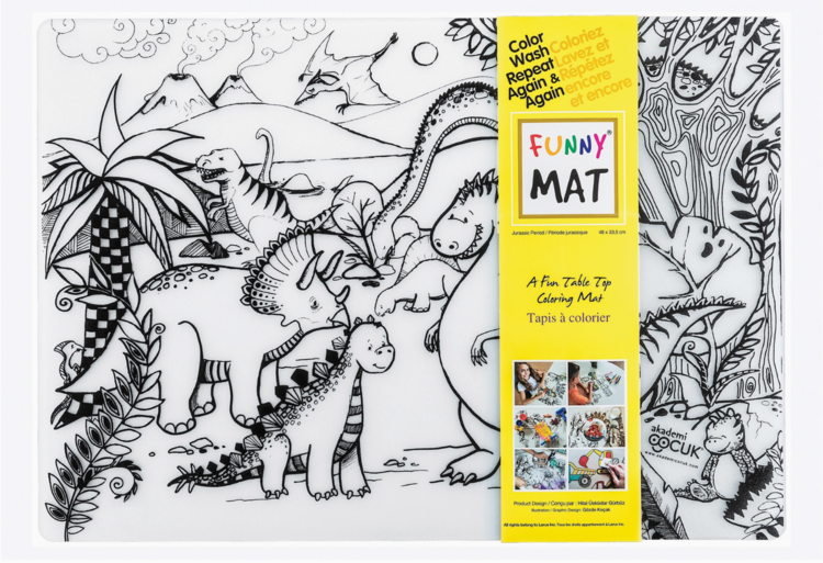FUNNY MAT | Tapis à Colorier de Table - Période jurassique