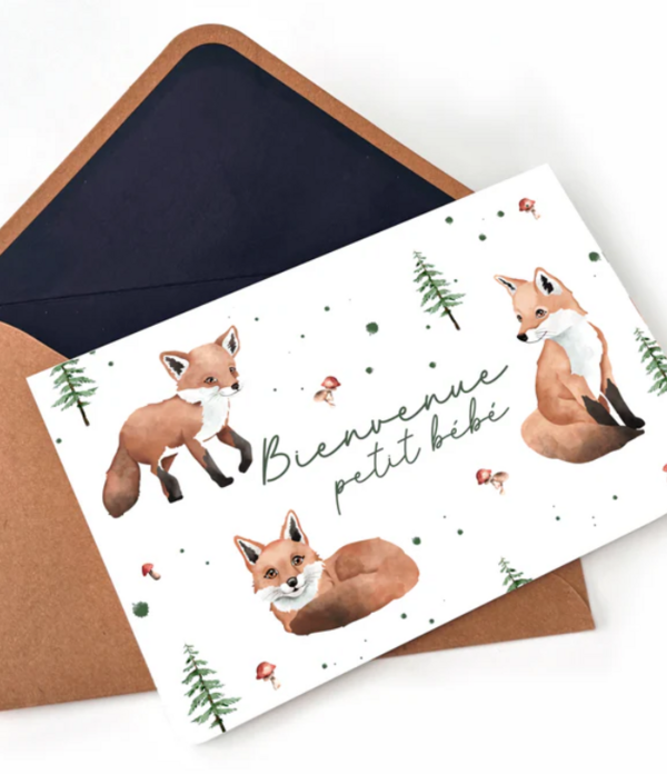 CRÉATIONS ODIE | Carte de souhait - Bienvenue petit renard