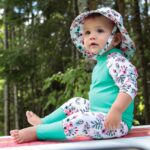 HOPALO | Chandail maillot UV50+ - Fleurs turquoise