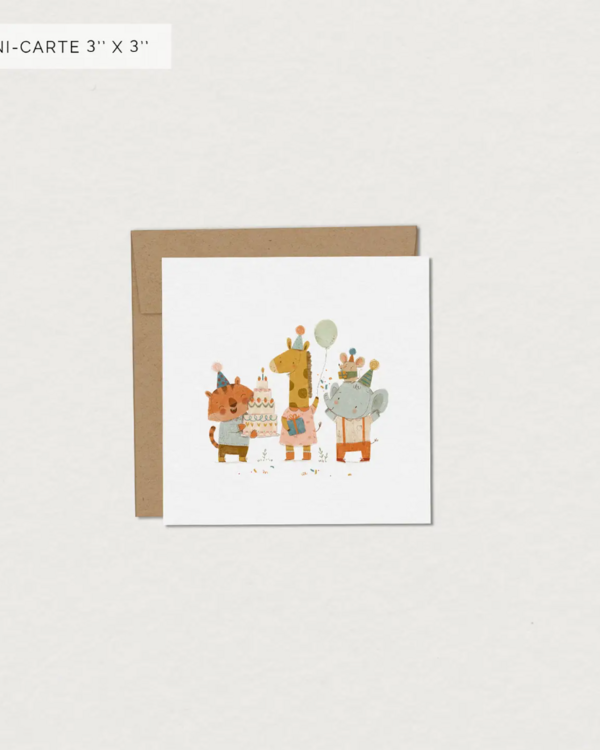 MIMOSA DESIGN | Mini carte d'anniversaire - Savane en fête