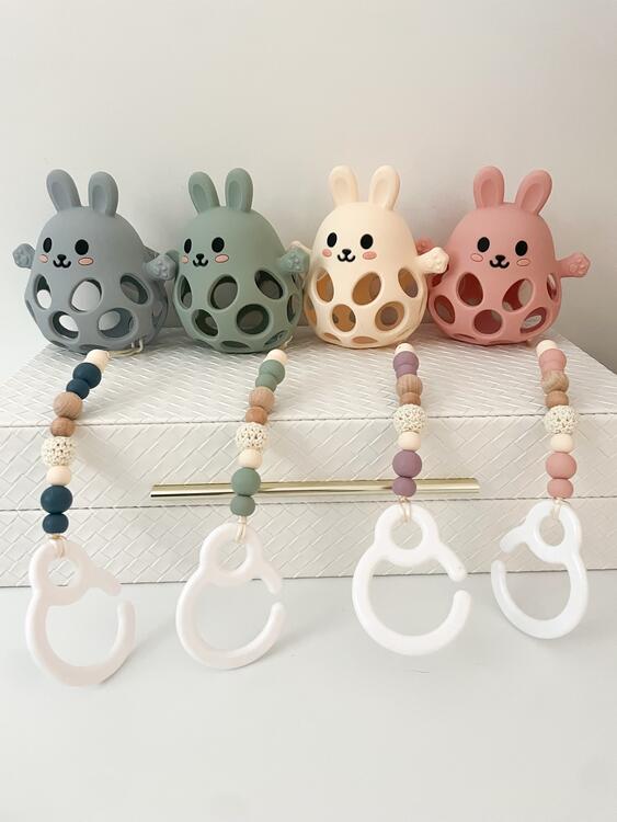 CRÉATION JADE | Duo Accrocheur et Jouet Dentition - Lapin - Eucalyptus
