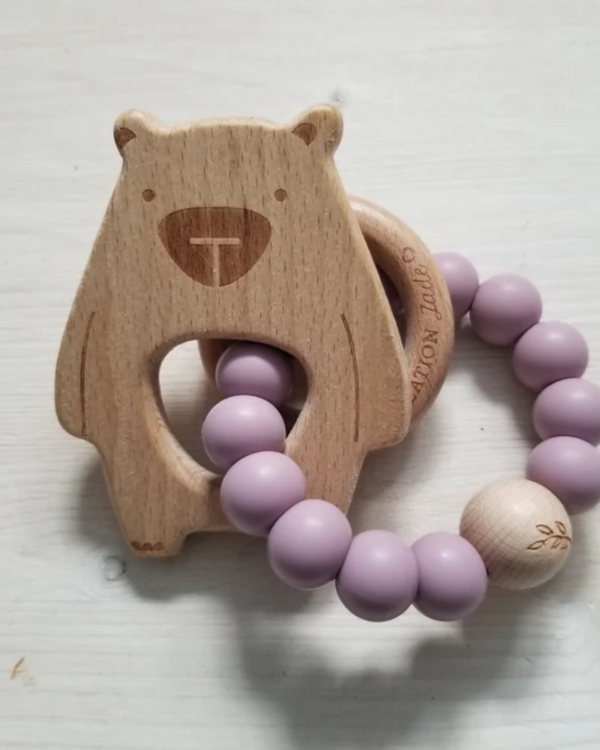 CRÉATION JADE | Hochet Ours - Lavende