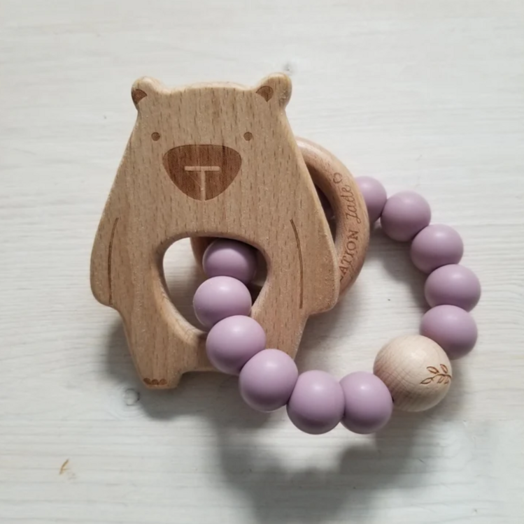 CRÉATION JADE | Hochet Ours - Lavende