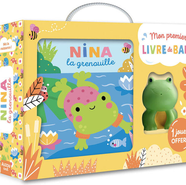 AUZOU | Mon Premier Livre de Bain avec 1 jouet - Nina la grenouille