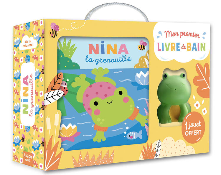 AUZOU | Mon Premier Livre de Bain avec 1 jouet - Nina la grenouille
