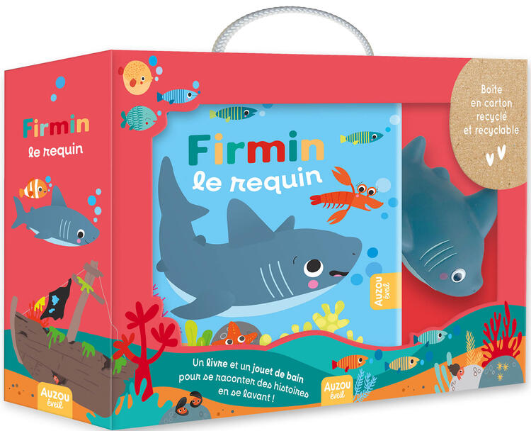 AUZOU | Mon Premier Livre de Bain avec 1 jouet - Firmin le requin