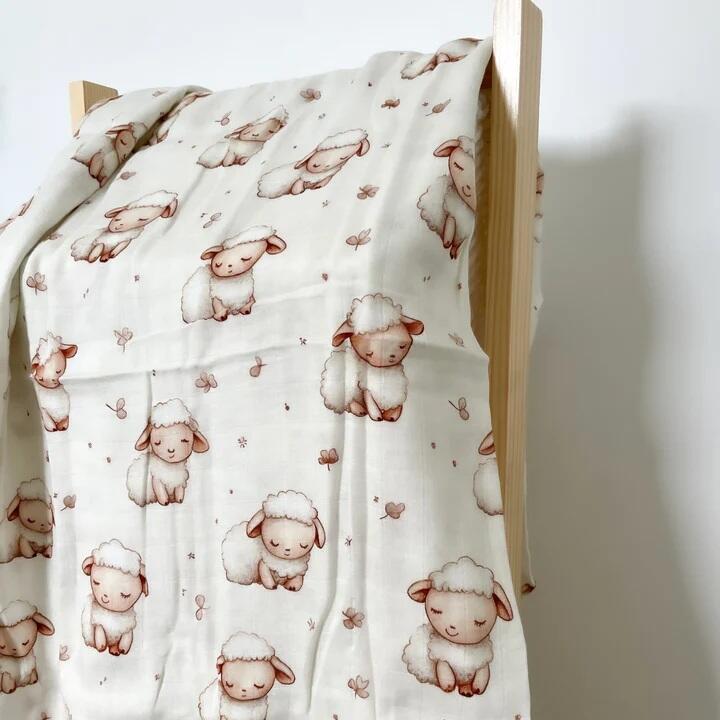 CRÉATION JADE | Mousseline de Bambou & Coton - Moutons