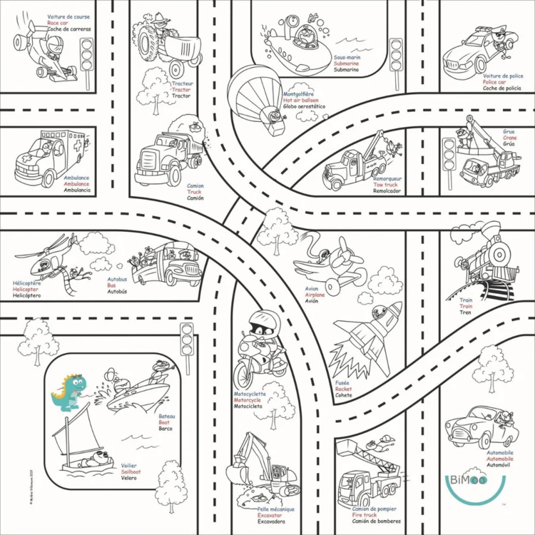 BIMOO | Nappe à Colorier - Transport - 45x45