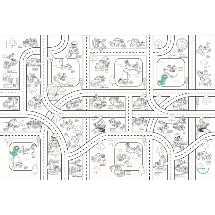 BIMOO | Nappe à Colorier - Transport - 45x45