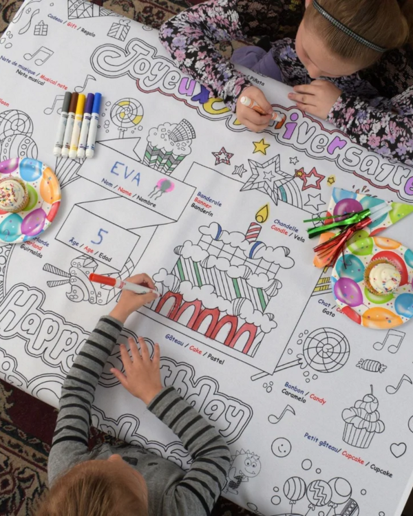 BIMOO | Nappe à Colorier - Anniversaire - 45x45