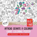 PICO TATOO | Affiche Géante à Colorier - Les princesses