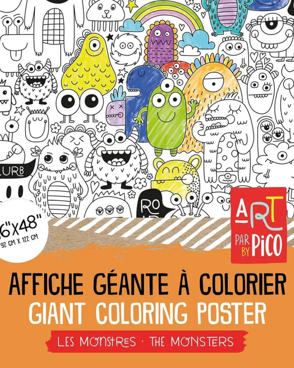 PICO TATOO | Affiche Géante à Colorier - Les monstres