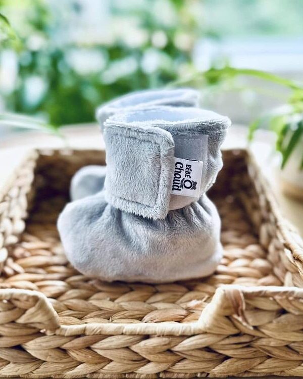 BEBE Ô CHAUD | Pantoufles à Velcro - Gris sans relief (18-24 mois)
