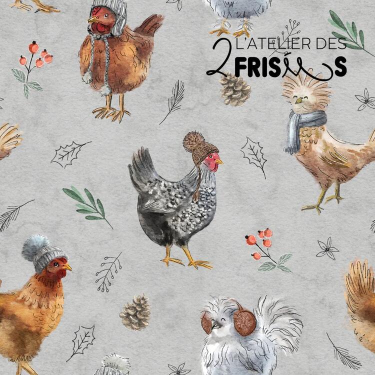 L'ATELIER DES 2 FRISÉES | Protège Siège de Voiture - Petites poules frileuses