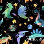 L'ATELIER DES 2 FRISÉES | Protège Siège de Voiture - Dinosaures de l'espace bleus