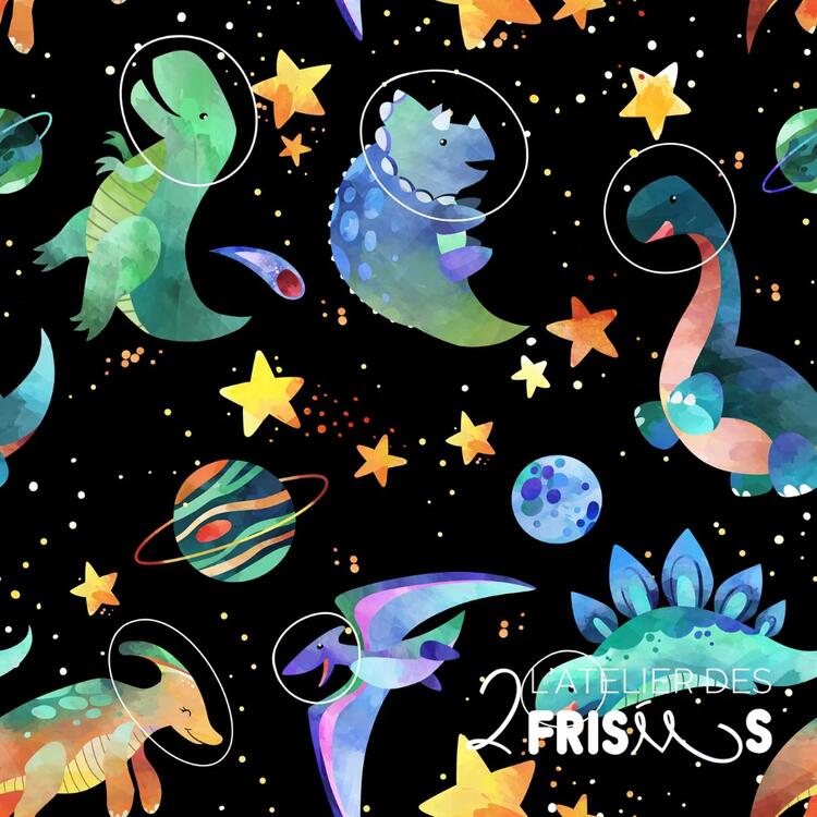 L'ATELIER DES 2 FRISÉES | Protège Siège de Voiture - Dinosaures de l'espace bleus