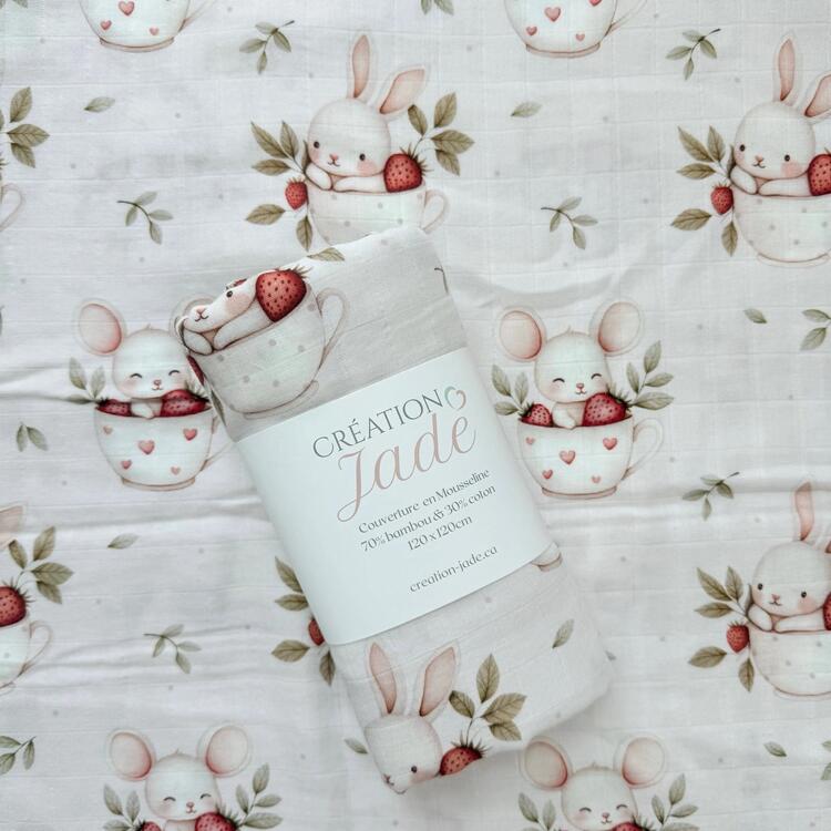 CRÉATION JADE | Mousseline de Bambou & Coton - Lydia la lapine gourmande *Imparfait*
