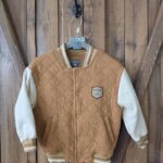 SOURIS MINI | Blouson sportif brun et crème matelassé (4 ans)