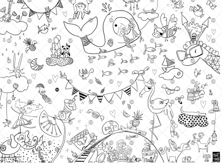 PICO TATOO | Affiche Géante à Colorier - La festive